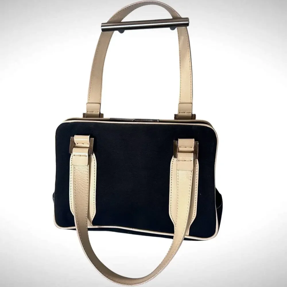Vintage Fendi‎ Mini Boston Top Handle Bag Navy Blue Satchel Luxury Travel Preppy